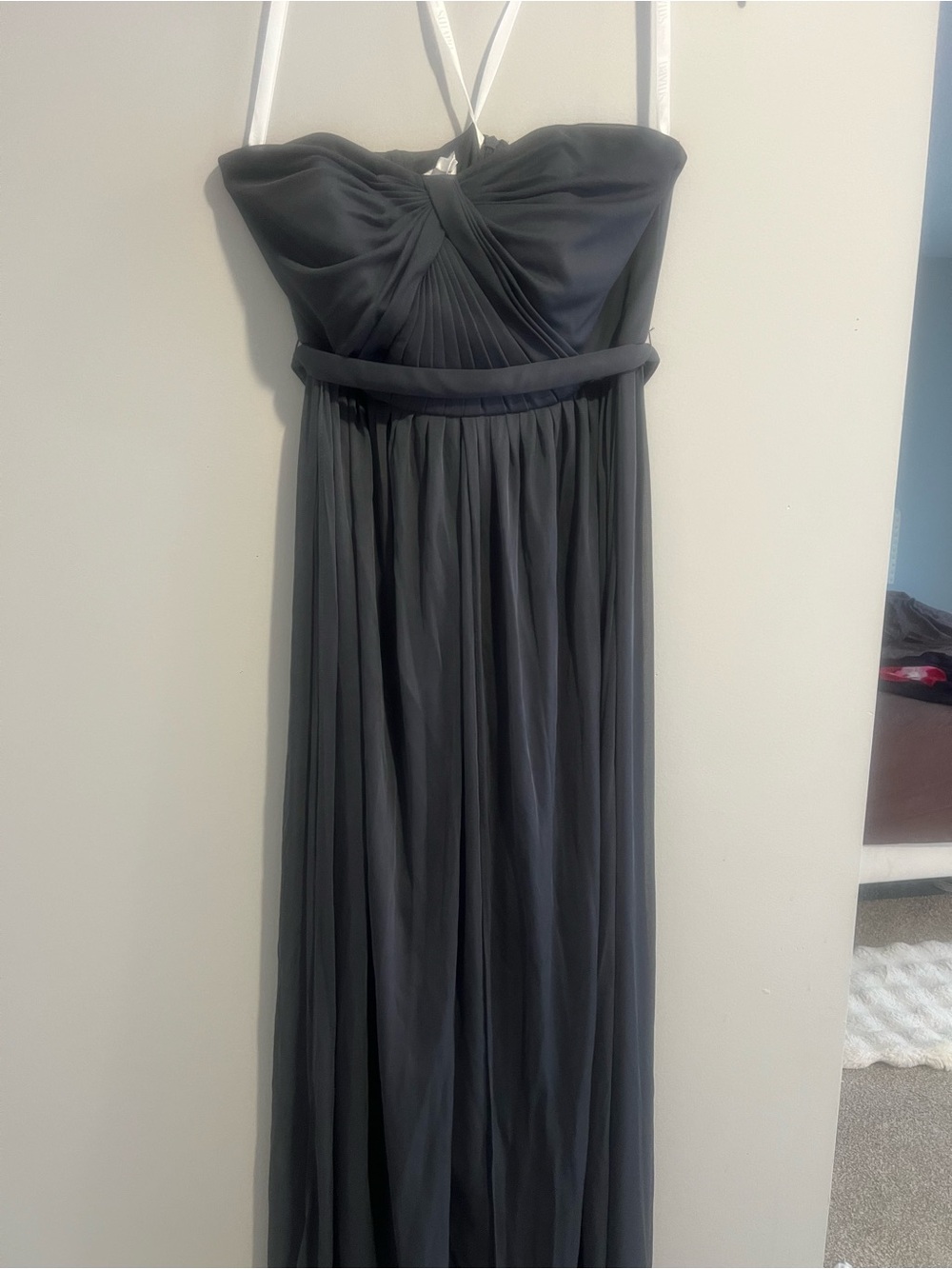David's Bridal Black Strapless Chiffon Gown